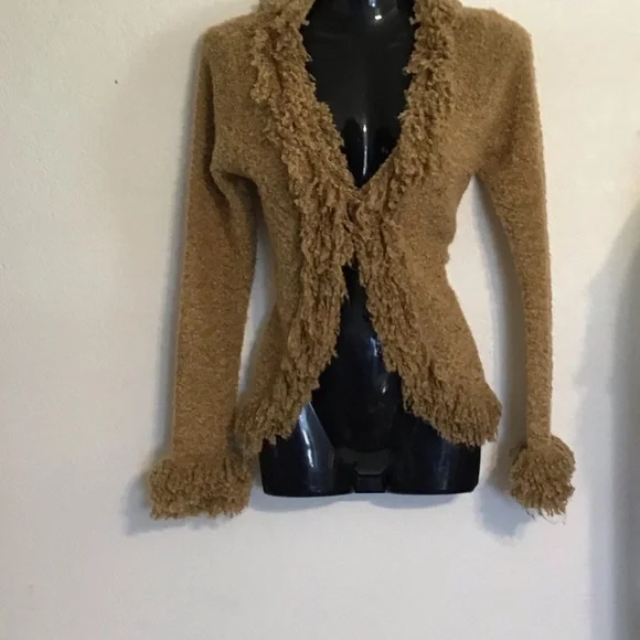 52 Weekends Textured Tan Cardigan Sweater. Size M - Picture 6 of 11